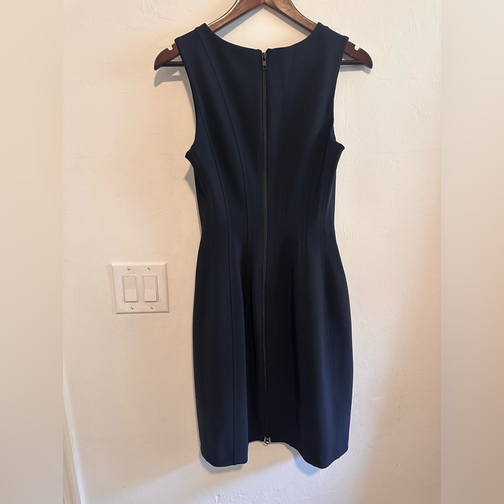 Adam Lippes Navy Bonded Neoprene A Line Dress Sz 4 - Picture 6 of 8